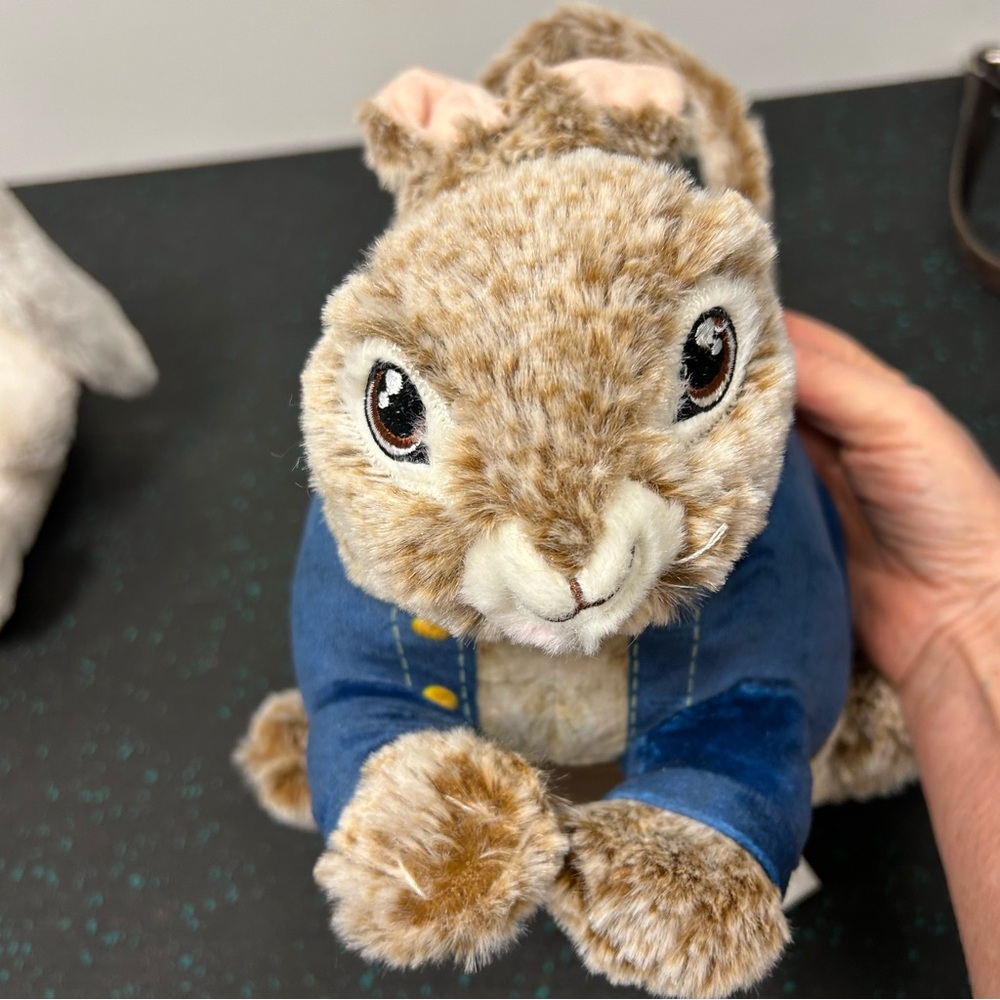 Plush Peter Rabbit Basket with Blue Jacket